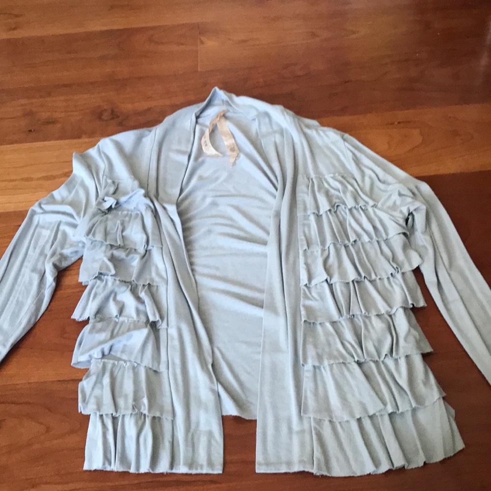 Gray ruffled cardigan